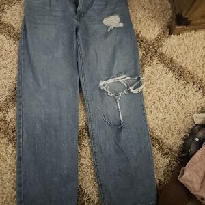 Levi's Blue Distressed Flare Jeans